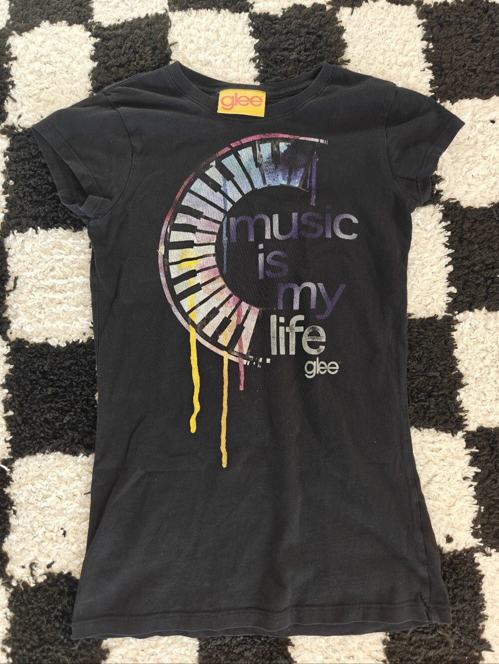 Glee Music Is My Life Graphic Tee in Black & Gray
